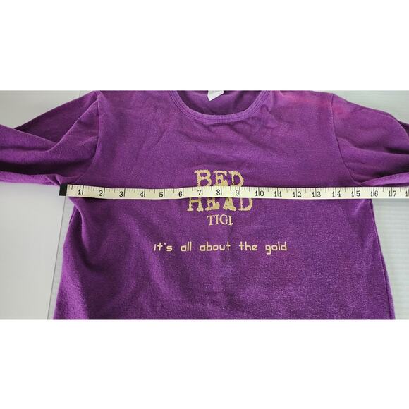 VTG 90s TIGI Bead Head It's All about Gold Purple  Long Sleeve T Shirt W Small - Picture 4 of 9